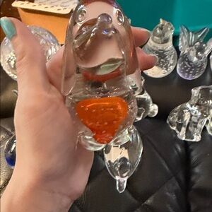 Princess House Glass Dog Figurine with Orange Heart